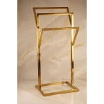 استند حوله ی سه شاخه ی پلکانی طلایی مات - Image 2