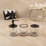 نیم ست کریستال رده رده با یراق مشکی مات کد 56