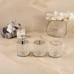 نیم ست کریستالی طرح لوزی با سینی رنگ کروم براق کد60 - Image 3