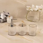 نیم ست کریستالی طرح رده رده با سینی رنگ کروم براق کد61 - Image 2