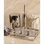 ست سرویس بهداشتی کریستالی با نیم ست رده رده و سینی کفه سنگ رنگ کروم براق