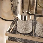 ست سرویس بهداشتی کریستالی با نیم ست توپی و سینی کفه سنگ - Image 4