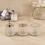 ست سرویس بهداشتی کریستالی با نیم ست توپی و سینی کفه سنگ - Image 5