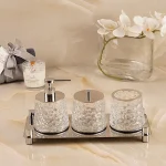 ست سرویس بهداشتی کریستالی با نیم ست توپی و سینی کفه سنگ - Image 6