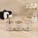 ست سرویس بهداشتی کریستالی خورشیدی با جای دستمال رنگ کروم مات - Image 2