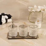 ست سرویس بهداشتی کریستالی خورشیدی با جای دستمال رنگ کروم مات - Image 3