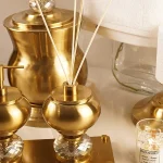 ست سرویس بهداشتی 6 پارچه برنجی با گوی کریستالی رنگ طلایی مات - Image 3