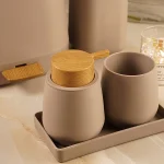 ست سرویس بهداشتی 5 پارچه ی میامی رنگ نسکافه چوب - Image 3