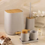 ست سرویس بهداشتی 5 پارچه ی میامی رنگ طوسی روشن چوب - Image 2