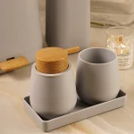 ست سرویس بهداشتی 5 پارچه ی میامی رنگ طوسی روشن چوب - Image 3