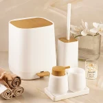 ست سرویس بهداشتی 5 پارچه ی میامی رنگ سفید چوب