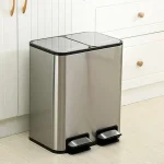 سطل زباله دو مخزنه و دو پداله حجم 24 لیتر استیل