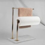 استند رو میزی دوبل پایه سنگ سفید رنگ طلایی s-1005