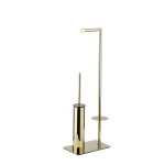 استنده ایستاده با جای دستمال توالت و فرچه پایه مستطیل رنگ استیل براق کد 6040-CR - Image 3