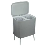 سبد رخت چرک دو مخزنه ی پایه دار کد 70499H-60L- - Image 3