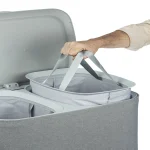 سبد رخت چرک دو مخزنه ی پایه دار کد 70499H-60L- - Image 2