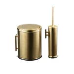 سطل و فرچه ی تک دیواری برند اسمارت رنگ طلایی مات کد 905W-Brush golden - 5L-Banyo