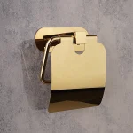 جای دستمال توالت کاوردار چسبی پایه گرد رنگ طلایی براق - Image 2