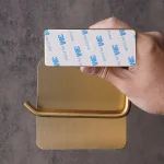 جای دستمال توالت کاوردار چسبی پایه گرد رنگ طلایی براق - Image 3