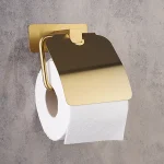 جای دستمال توالت کاوردار چسبی پایه فلت رنگ طلایی مات - Image 4