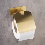 جای دستمال توالت کاوردار چسبی پایه فلت رنگ طلایی مات - Image 2