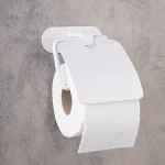 جای دستمال توالت کاوردار چسبی پایه گرد رنگ سفید - Image 3