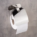 جای دستمال توالت کاوردار چسبی پایه گرد رنگ استیل براق - Image 4