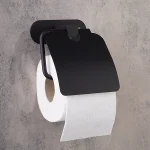 جای دستمال توالت کاوردار چسبی پایه گرد رنگ مشکی - Image 3