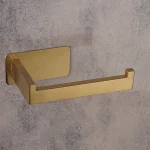 جای دستمال توالت چسبی پایه فلت رنگ طلایی مات - Image 4
