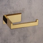 جای دستمال توالت چسبی پایه فلت رنگ طلایی براق - Image 5
