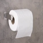 جای دستمال توالت چسبی پایه فلت رنگ استیل مات - Image 3