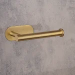 جای دستمال توالت چسبی پایه گرد رنگ طلایی مات - Image 2