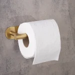 جای دستمال توالت چسبی پایه گرد رنگ طلایی مات - Image 4