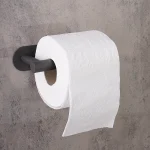 جای دستمال توالت چسبی پایه گرد رنگ مشکی مات