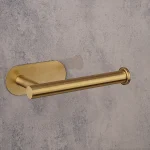 جای دستمال توالت چسبی پایه گرد رنگ طلایی مات - Image 2