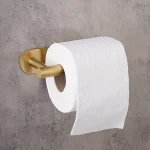 جای دستمال توالت چسبی پایه گرد رنگ طلایی مات - Image 3