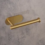 جای دستمال توالت چسبی پایه گرد رنگ طلایی مات - Image 4