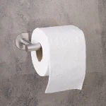 جای دستمال توالت چسبی پایه گرد رنگ استیل مات - Image 3