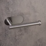 جای دستمال توالت چسبی پایه گرد رنگ استیل مات - Image 4