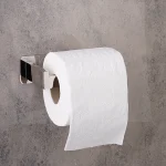 جای دستمال توالت چسبی پایه فلت رنگ استیل براق - Image 4