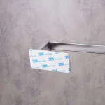 جای دستمال حوله ای رول بلند پایه فلت چسبی رنگ استیل مات - Image 5
