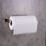 جای دستمال حوله ای رول بلند پایه فلت چسبی رنگ استیل براق - Image 6