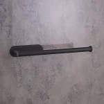 جای دستمال حوله ای رول بلند پایه گرد چسبی رنگ مشکی - Image 2