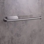 جای دستمال حوله ای رول بلند پایه گرد چسبی رنگ استیل مات - Image 2