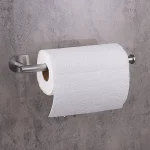 جای دستمال حوله ای رول بلند پایه گرد چسبی رنگ استیل مات - Image 6