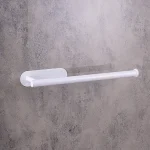 جای دستمال حوله ای رول بلند پایه گرد چسبی رنگ سفید - Image 2