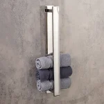 جای حوله ی چسبی پایه مستطیل رنگ استیل براق
