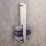 جای حوله ی چسبی پایه مستطیل رنگ استیل مات