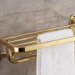 رخت آویز دیواری تاشو رنگ طلایی - Image 5