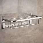 رخت آویز دیواری تاشو رنگ استیل براق - Image 4